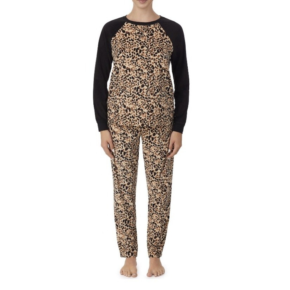 Womens Velour Pajamas S 4/6 PJ's 2-Pc Loungewear Cheetah Animal Print NWT